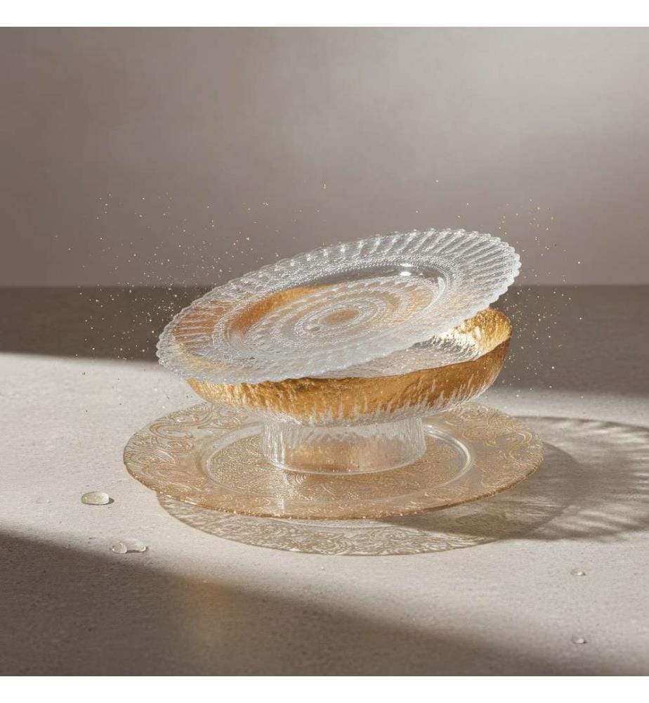 Satz von 4 Untersetzern aus Barockglas - Transparent / 33 cm