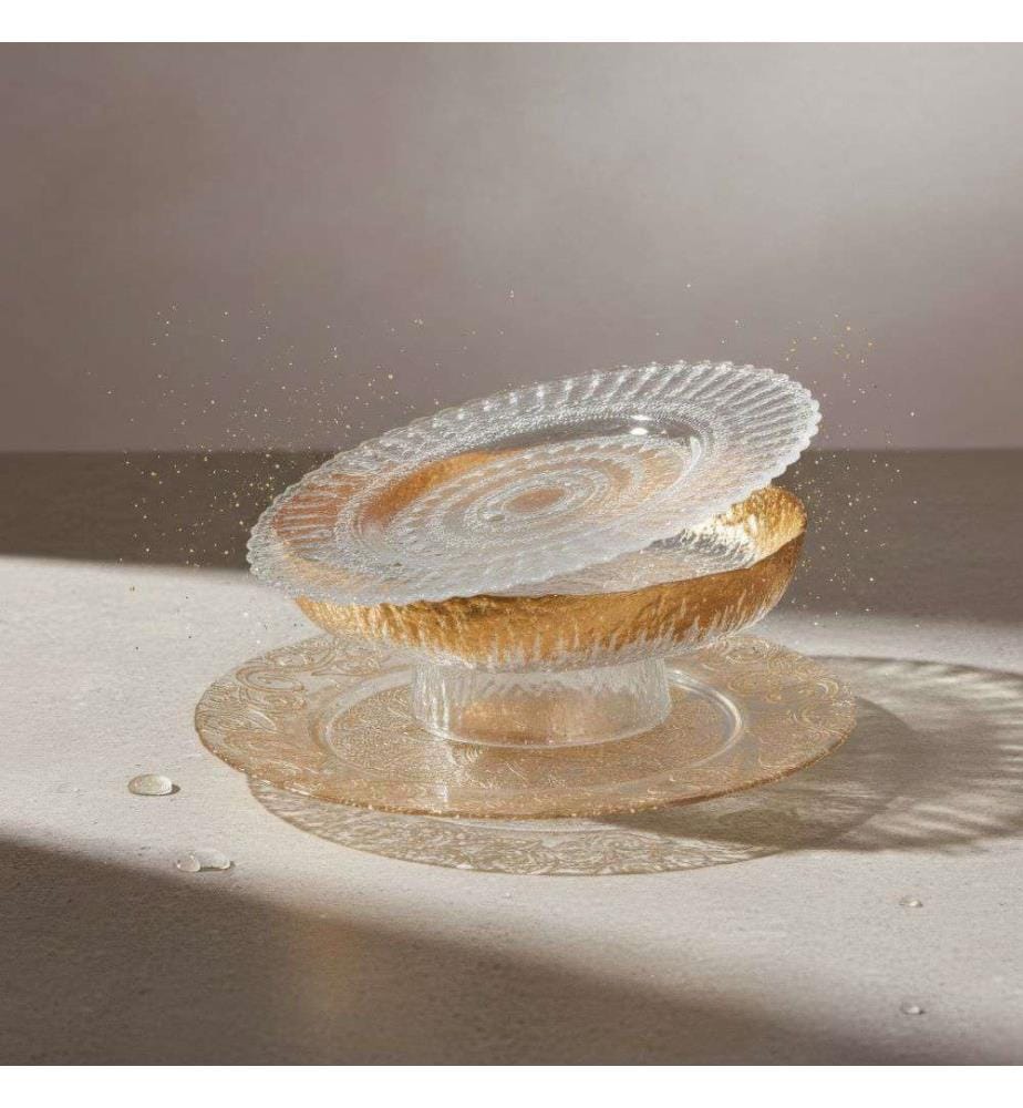 Satz von 4 Untersetzern aus Barockglas - Transparent / 33 cm