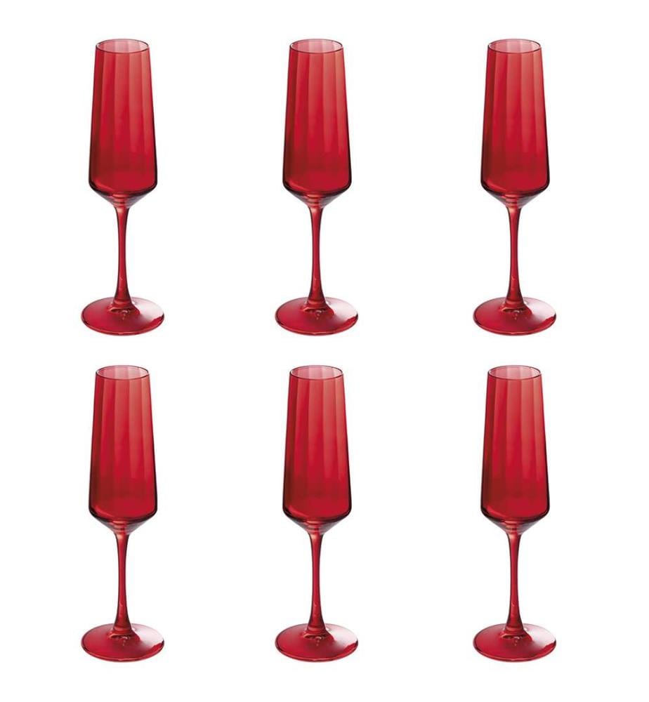 Optic 6er Set Glasflöten 250ml Rot