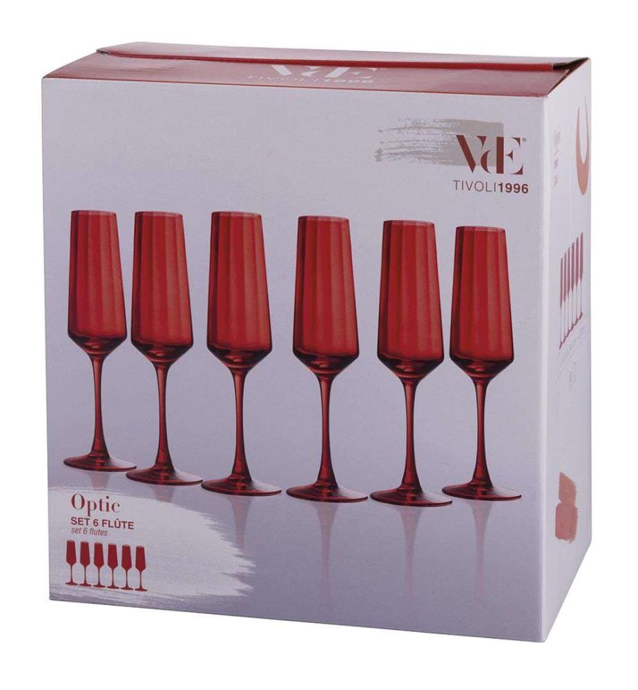 Optic 6er Set Glasflöten 250ml Rot