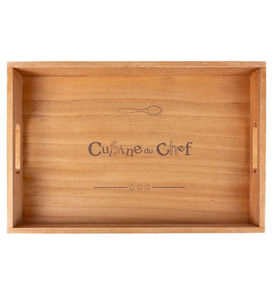 Set aus 3 rechteckigen Tabletts - 45 x 30 cm / Holz / Sortiert