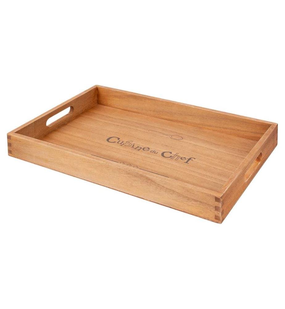 Set aus 3 rechteckigen Tabletts - 45 x 30 cm / Holz / Sortiert
