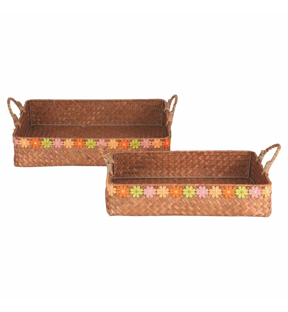 Set 2 Fibertabletts 40x30 / 35x25 cm - Naturholz