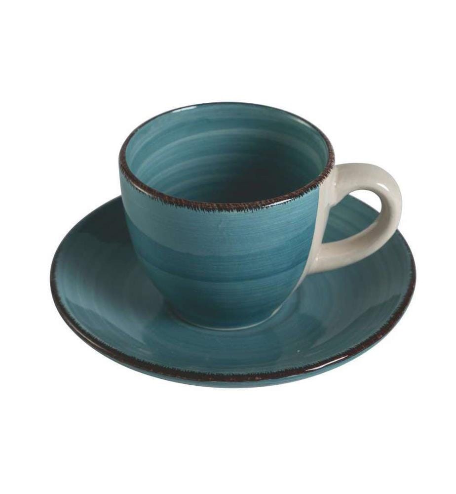 Set aus 6 Baita-Kaffeetassen mit Untertasse - Acqua