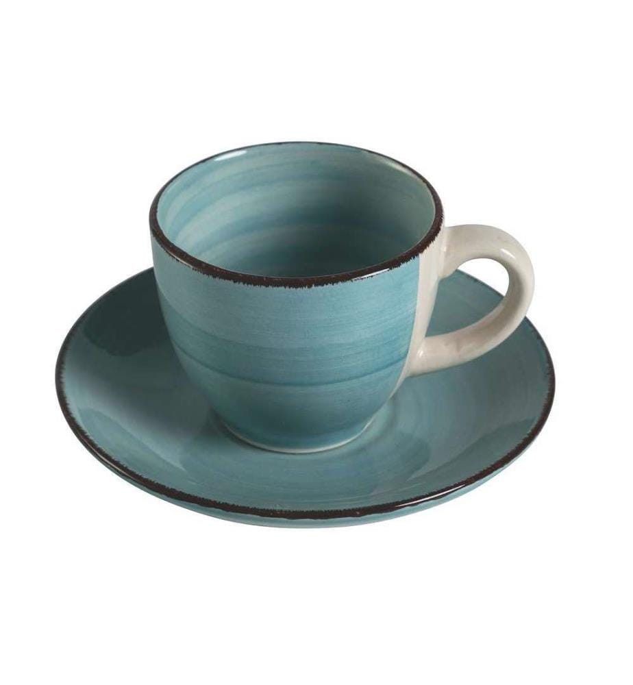 Set aus 6 Baita-Kaffeetassen mit Untertasse - Acqua