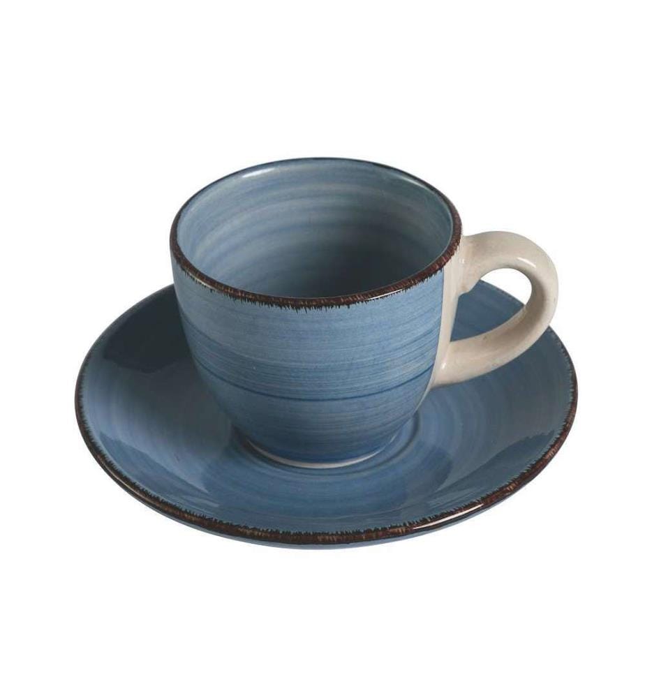 Set aus 6 Baita-Kaffeetassen mit Untertasse - Acqua
