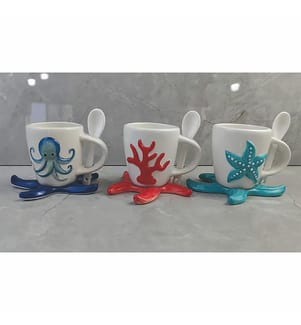 Set aus 6 Kaffeetassen mit Untertasse - Mehrfarbig