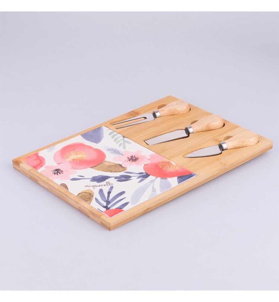 Set Schneidebrett + Besteck - Holz