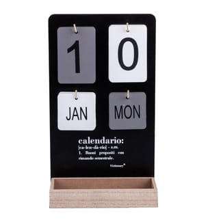 Tischkalender 30x17 cm - Schwarz/Naturholz