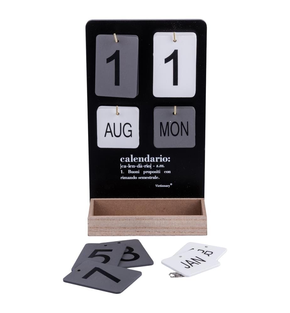 Tischkalender 30x17 cm - Schwarz/Naturholz
