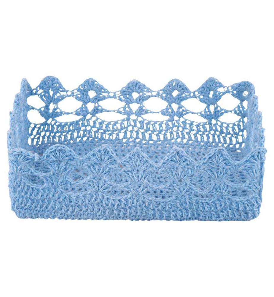 Cestino all'uncinetto - 24 x 16 x 8 cm / Oceano Blu
