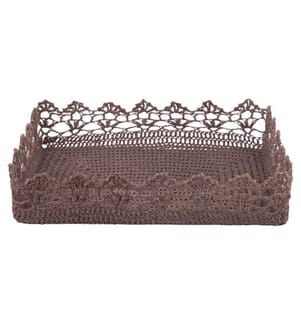 Häkelkorb - 37 x 28 x 8 cm / Schokolade / Beige