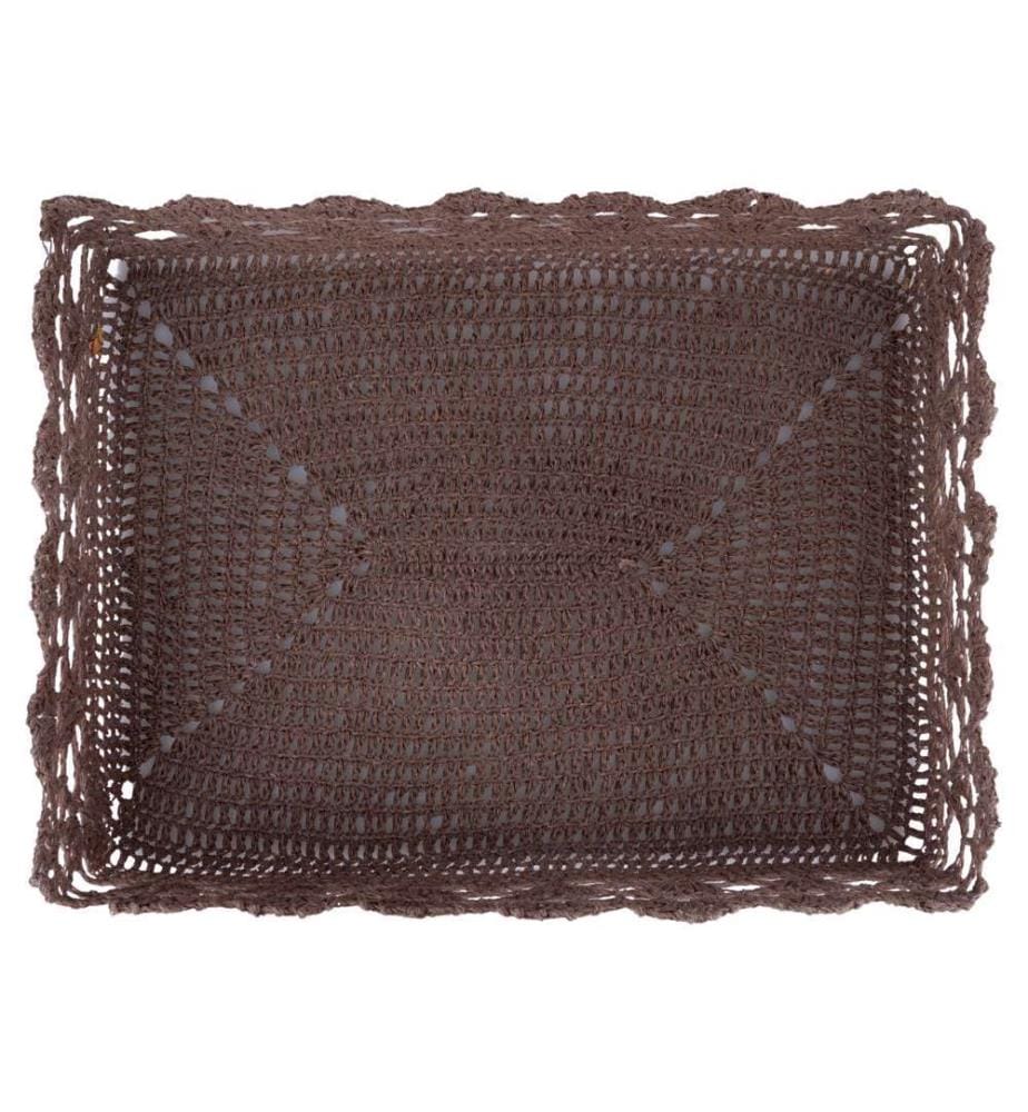 Häkelkorb - 37 x 28 x 8 cm / Schokolade / Beige