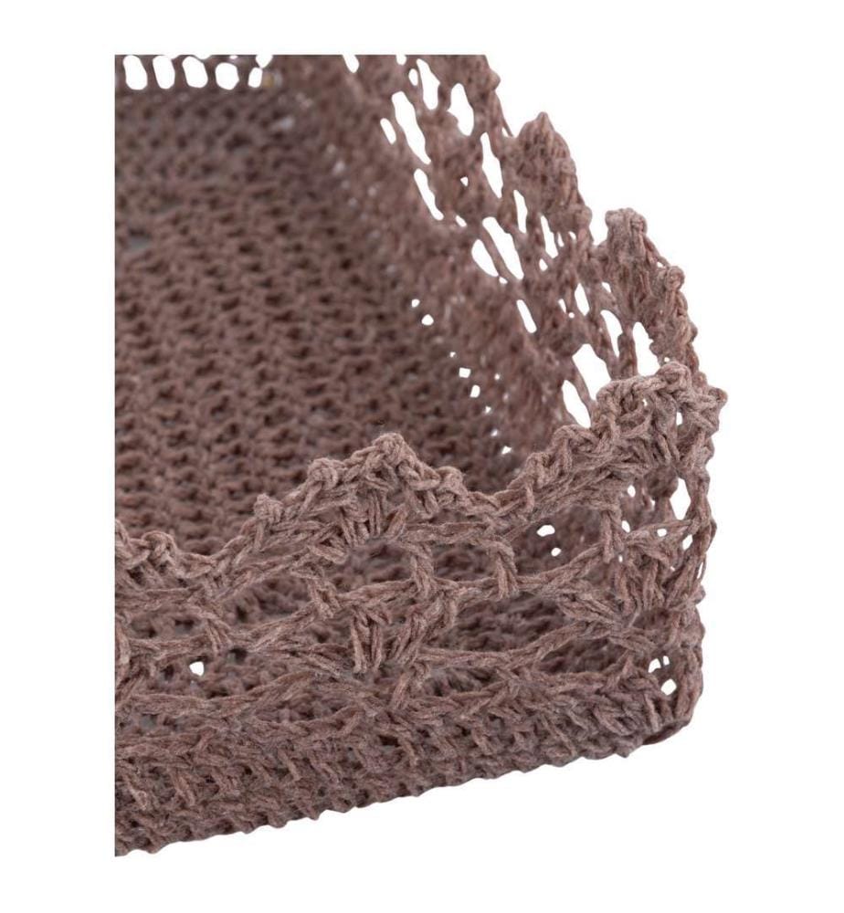 Häkelkorb - 37 x 28 x 8 cm / Schokolade / Beige