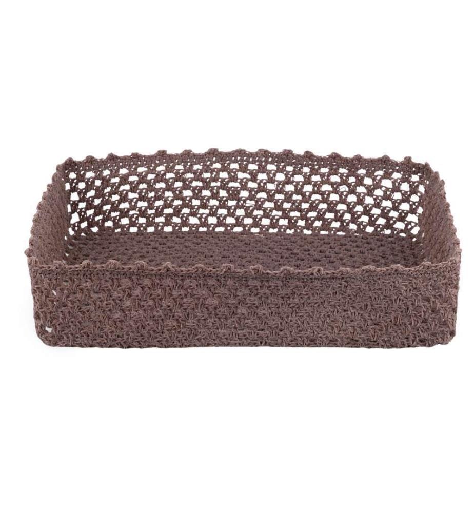 Häkelkorb - 36 x 25 x 8 cm / Schokolade / Beige