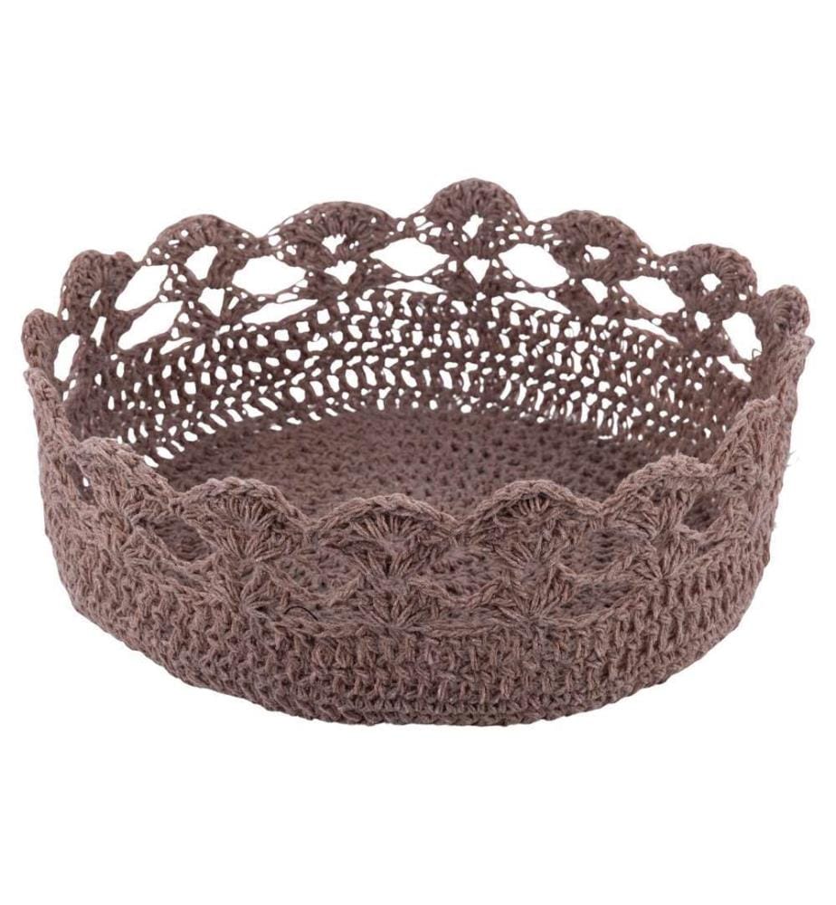 Panier crochet - Ø 21 x 8 cm / Chocolat / Beige