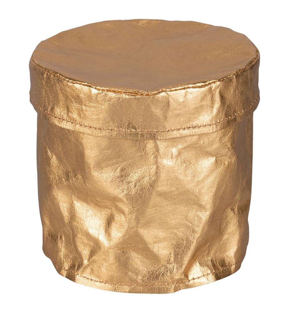 Lot de 3 paniers ronds avec couvercle - Doré