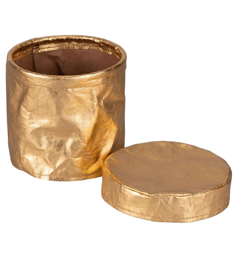 Lot de 3 paniers ronds avec couvercle - Doré