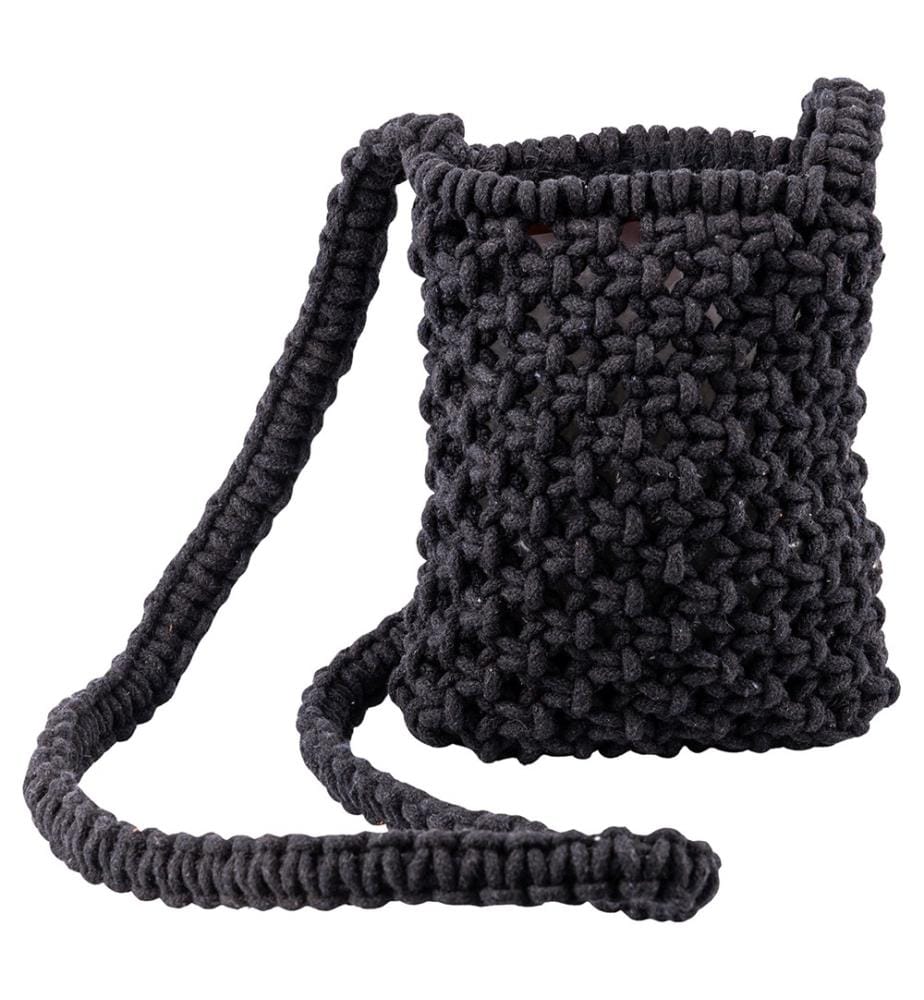 Mini sac à bandoulière en macramé noir