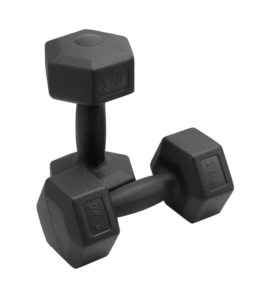 2er-Set Sechseckige Hanteln 2,5 kg - Schwarz