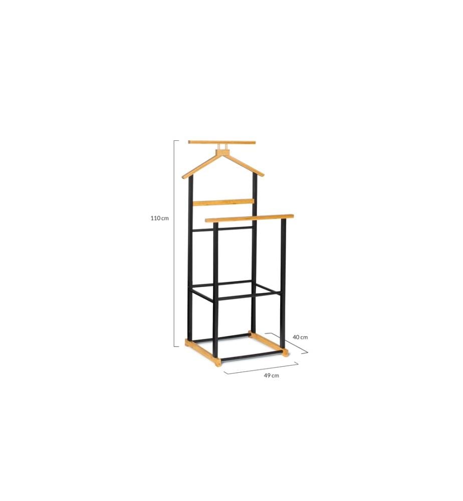 Valet Appendiabiti doppio - 49x40x110cm - Nero
