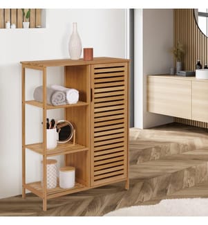 Badezimmermöbel Maya 1 Tür aus Bambus - 66x33x87cm - Braun