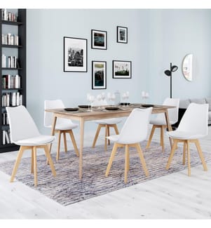 6er-Set Stühle Nordia 46 x 51 x 79.5 cm - Weiss & Holz