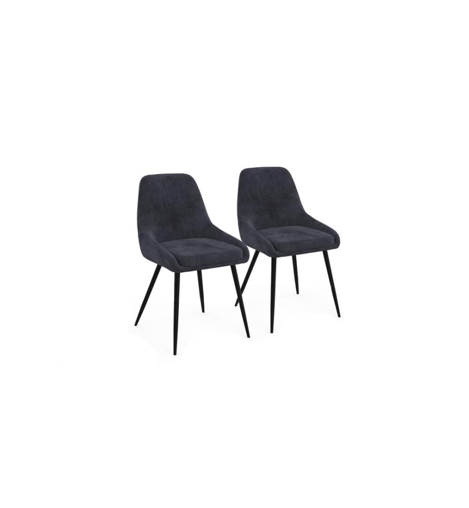 2er-Set Stühle Olivia - Dunkelgrau und Schwarz