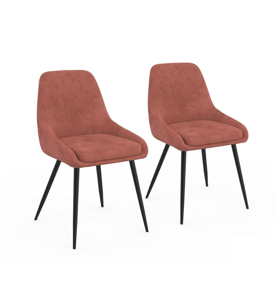 2er-Set Stühle Olivia Sitzfläche Terracotta Beine Metall