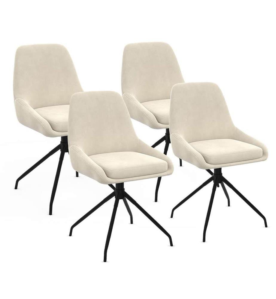 4er-Set Stühle Olivia Drehbare Sitzfläche Creme Metallfüsse - Creme