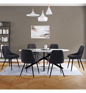 Set aus 6 Stühlen Olivia - Dunkelgrau und Metall