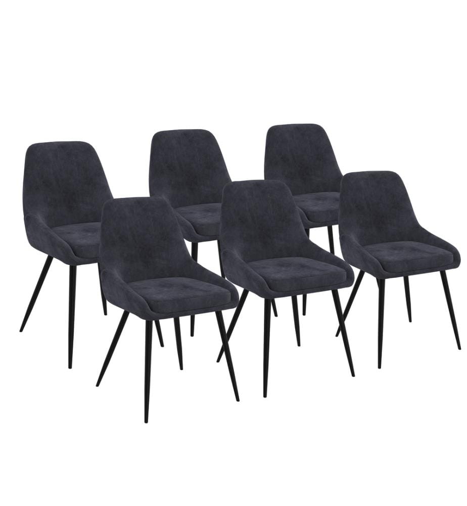Set aus 6 Stühlen Olivia - Dunkelgrau und Metall