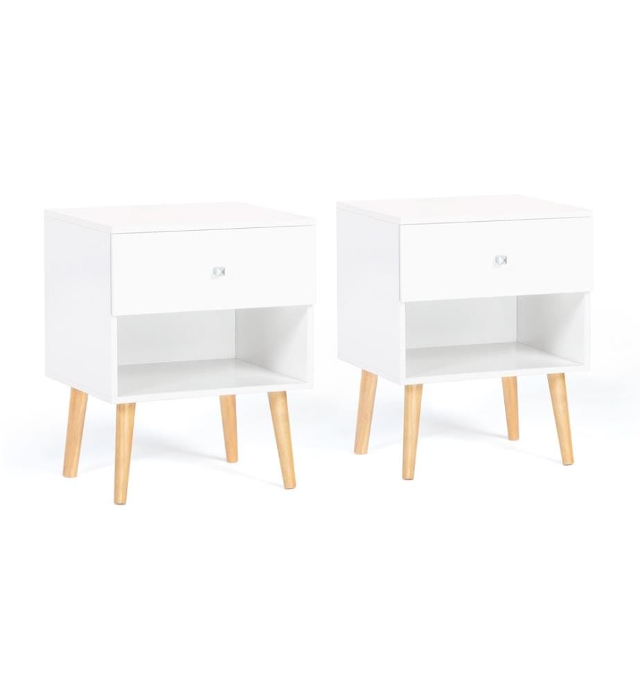 Set di 2 comodini Emmie con 1 cassetto 40 x 34 x 50 cm - Bianco