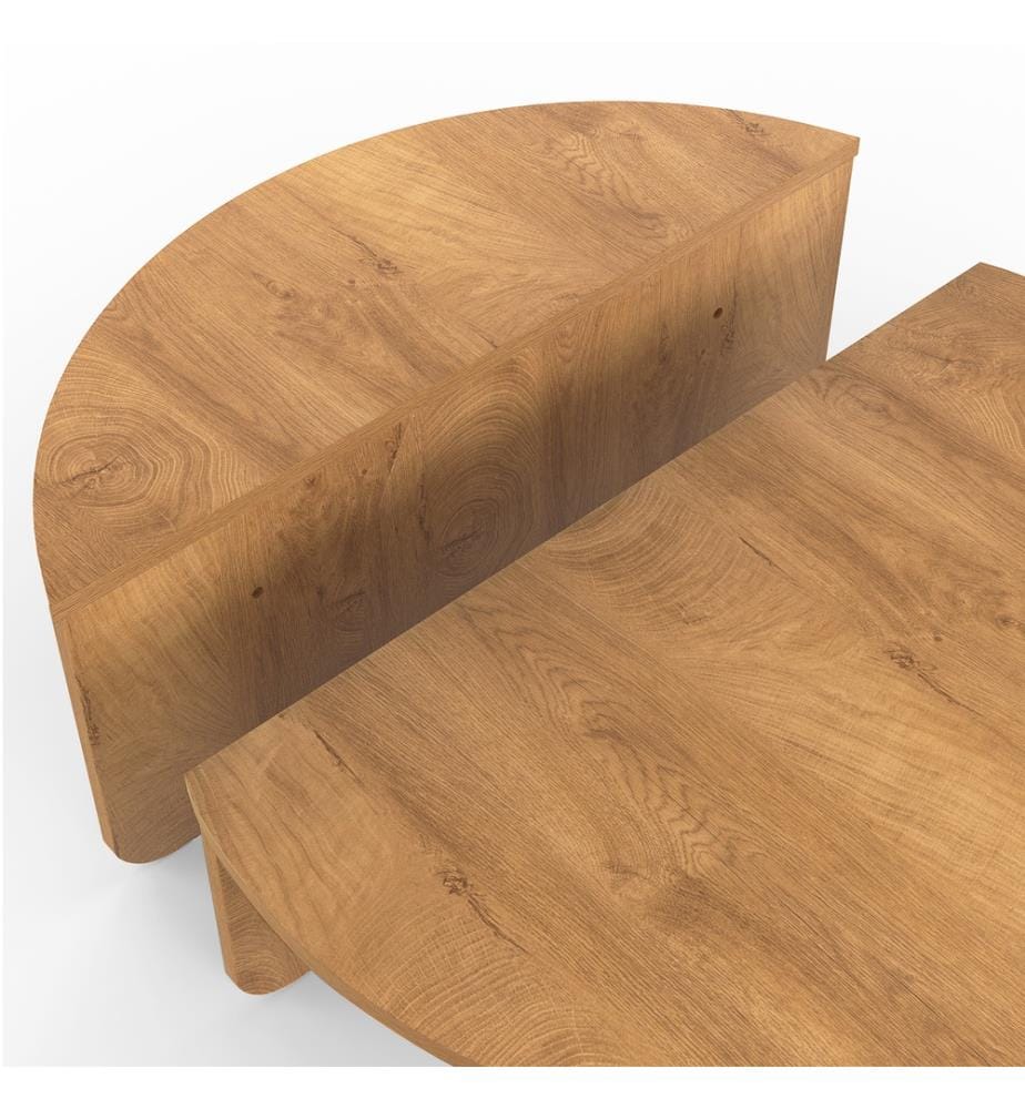 Runde asymmetrische Couchtische in Holzoptik