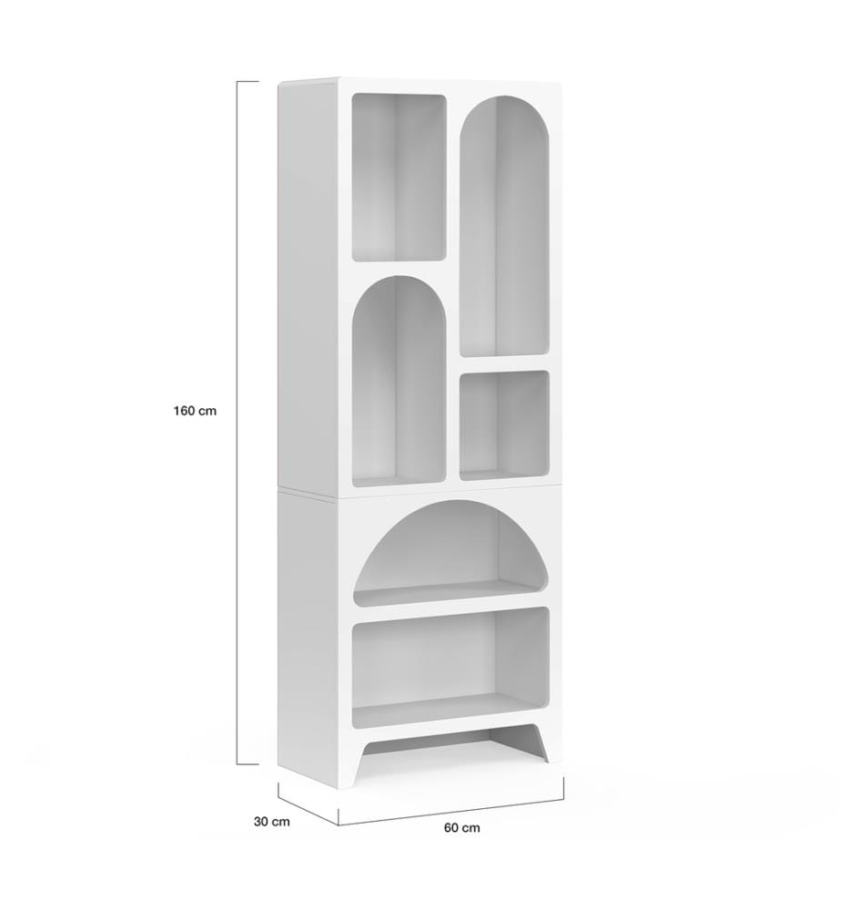 Scaffale organico bianco a 6 scomparti 160 cm