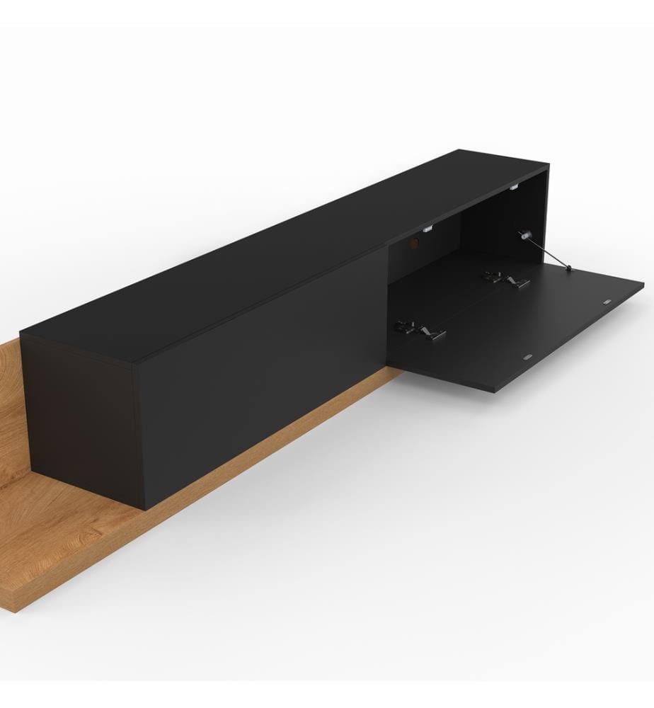 Meuble TV extensible Movena bois et noir L215-360cm
