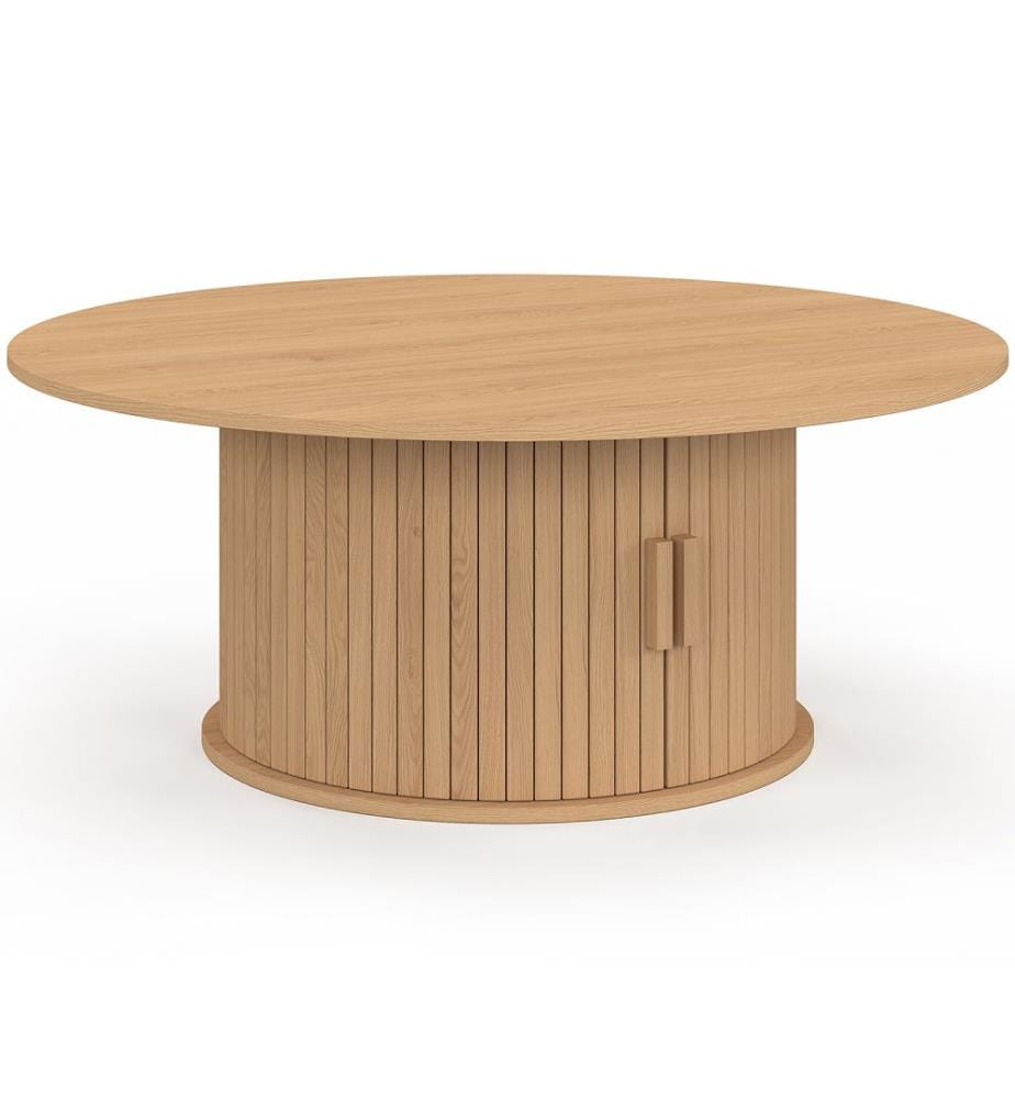 Runder Couchtisch „Albane“ mit Stauraum – Holz