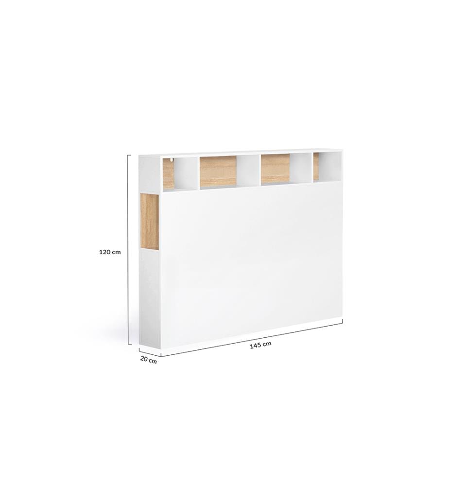 Testiera con contenitore 145 x 20 x 120 cm - Bianco