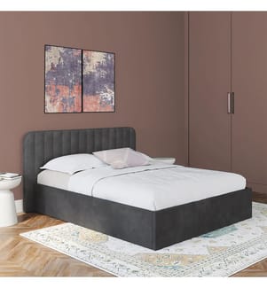 Truhenbett Valentina mit Bettkasten und Kopfteil 140x190cm - Grau und Holz