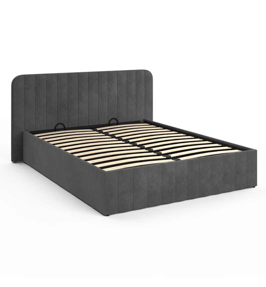 Valentina Chest Bed with box spring and headboard 140x190cm - Grey and Wood