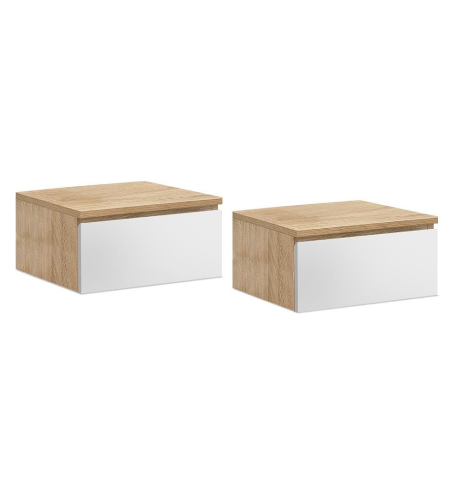 Set di 2 comodini a 1 cassetto Tom - Marrone e bianco