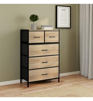 Commode Iris 5 tiroirs - Brun et Noir