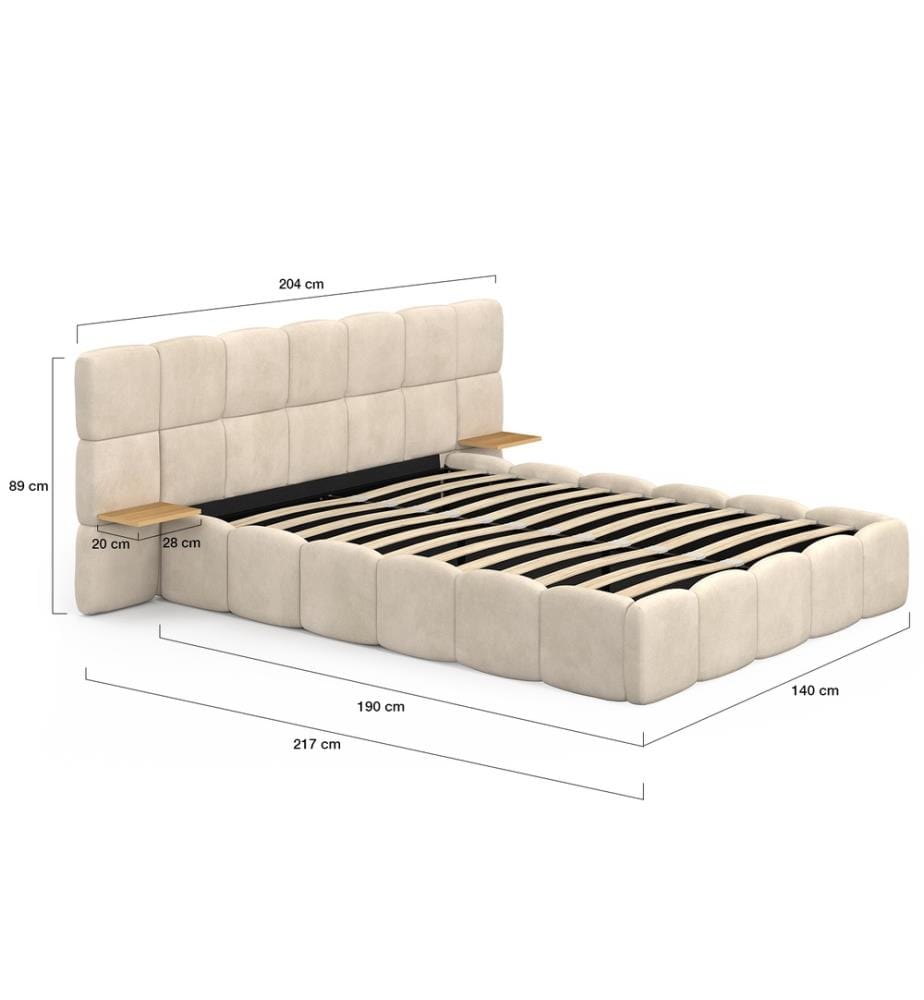 Lit coffre 140x190 cm - Bubble - Beige