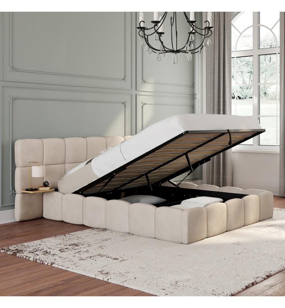 Lit coffre 140x190 cm - Bubble - Beige
