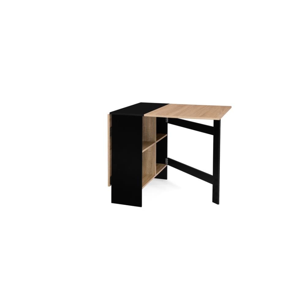 Klappbarer Konsolen-Esstisch Edi - 80 x 150/35,5 x 75 cm - Braun und Schwarz