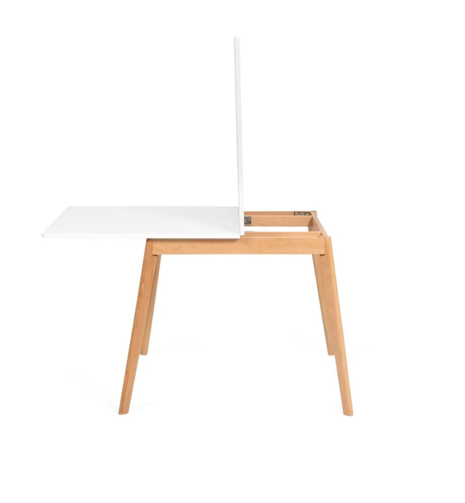 Table repas pliable 80-160 cm - Blanc et Brun