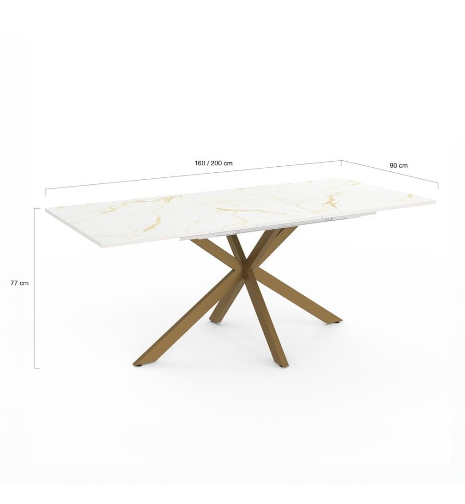 Glam Ausziehbarer Esstisch 160-200cm - Braun und Weiss