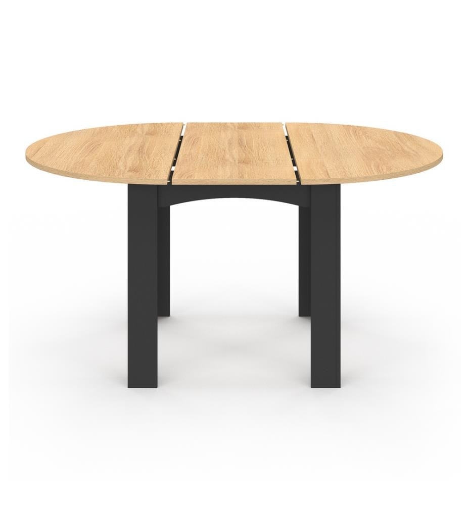 Tavolo da pranzo allungabile Dina 110-150cm con piano rotondo - Marrone e nero