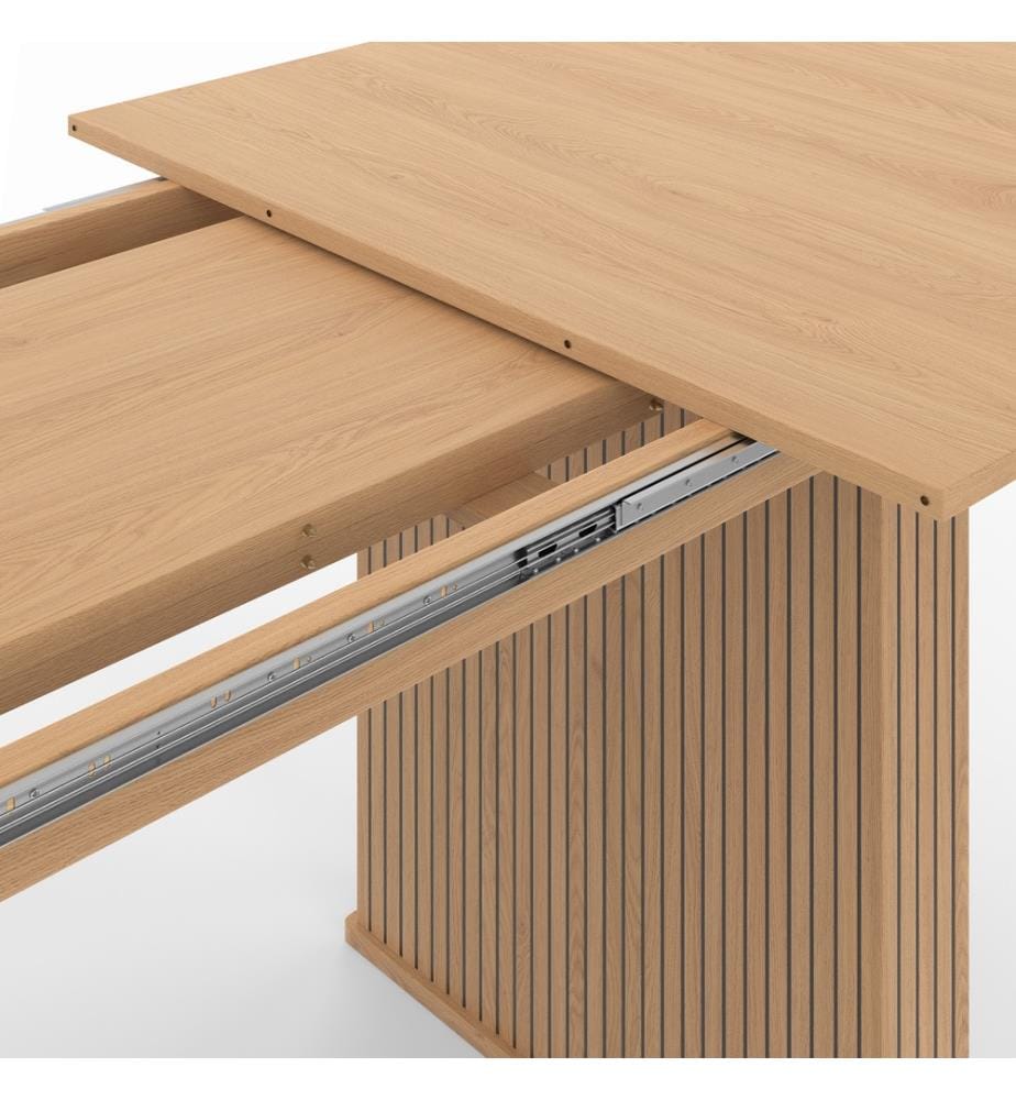 Table repas extensible Faustine 160-240cm bois pieds effet tasseaux