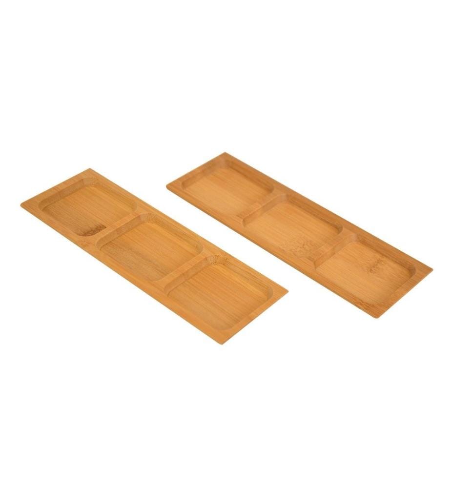 Saucenteller-Set, Walnuss, Bambus